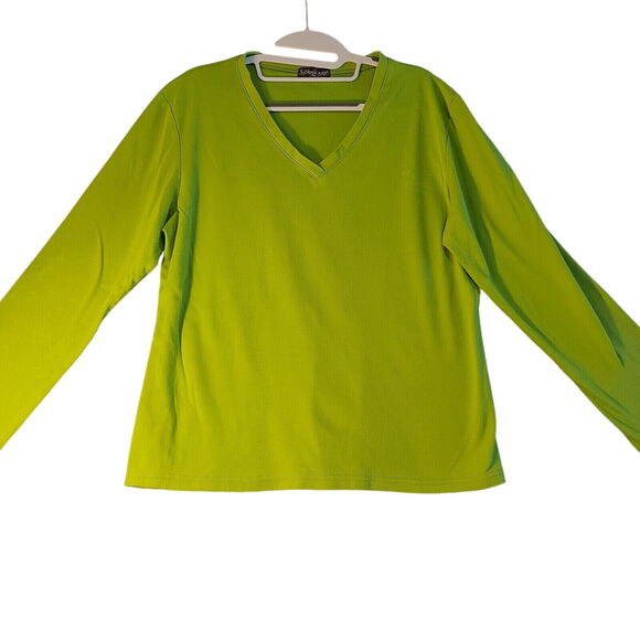 Louise F.D Womens Top Green Size XL Cotton Blend Pullover Long Sleeve Stretch - Picture 1 of 12